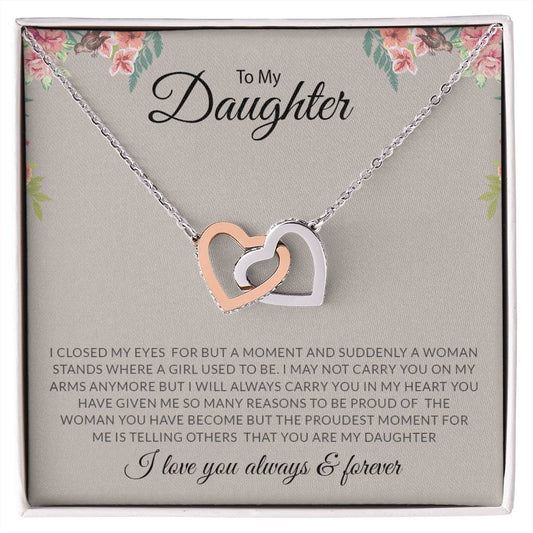 To My Daughter | I Love You, Always & Forever - Interlocking Hearts necklace